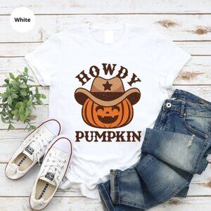 Howdy Pumpkin Shirt, Halloween TShirt, Cowgirl Party Tee,  Vintage Tee